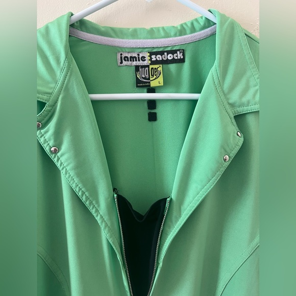 Vintage 2 in 1 Jamie Sadock Rockabilly Mint Green Shirt w/ Biker Zipper & Studs - Picture 4 of 12